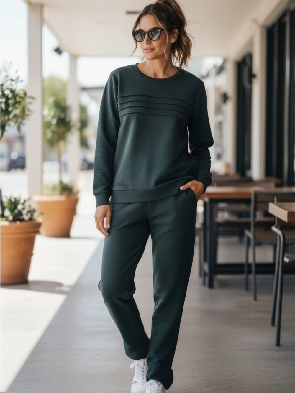 Relaxed Track Jogger Set in Dark Teal - Picture 2 of 8